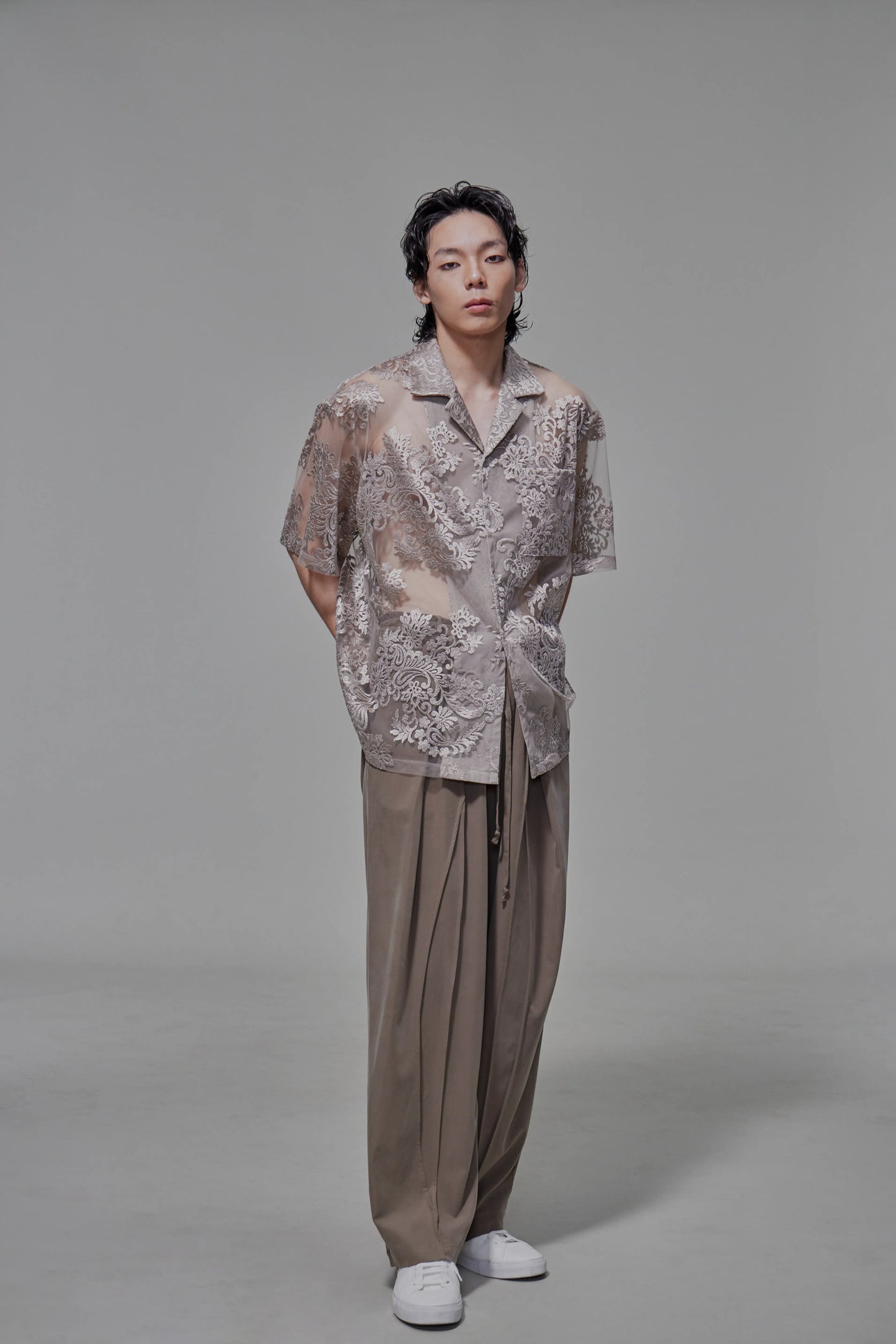 03 Cuban Shirt Beige Lace