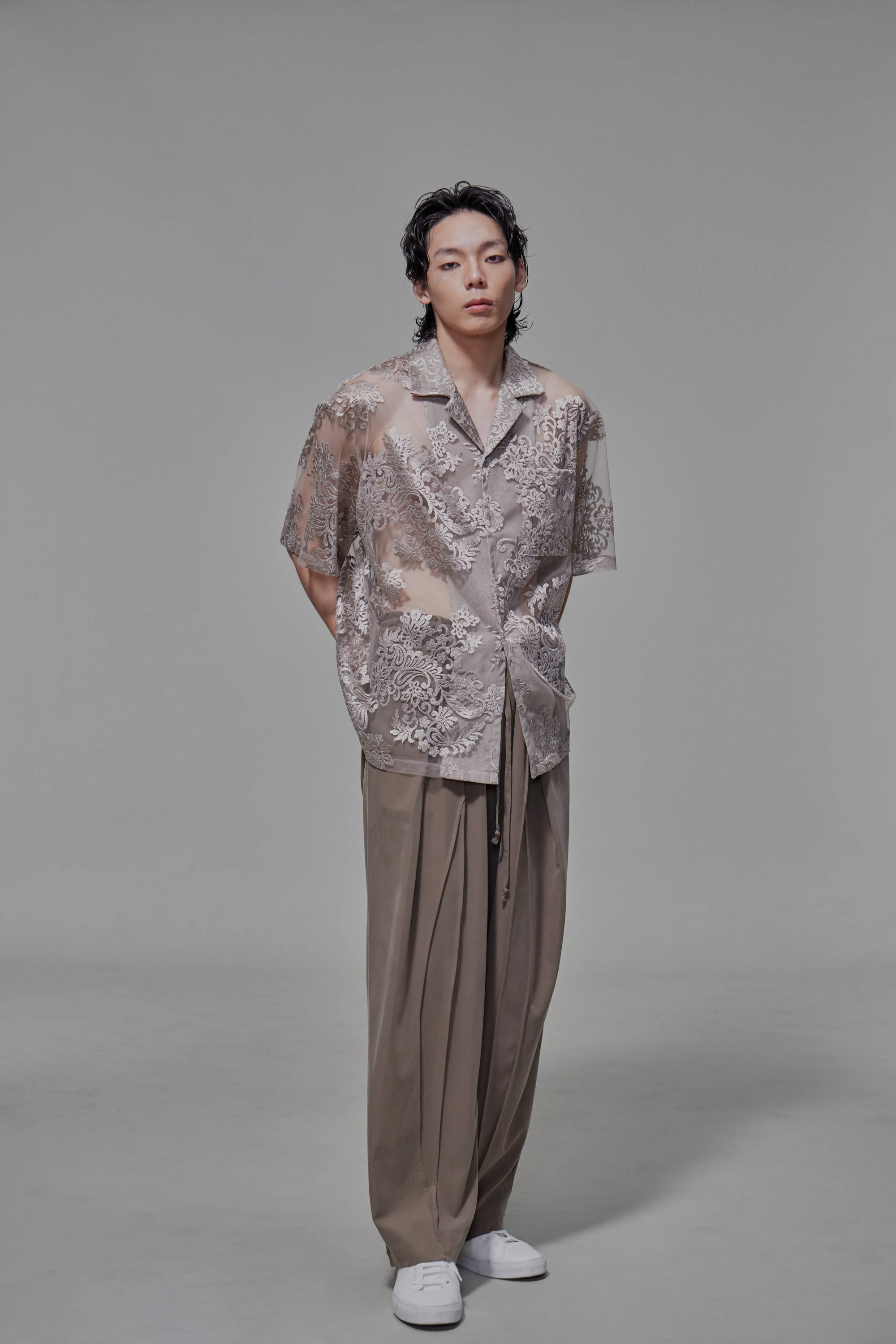 03 Cuban Shirt Beige Lace