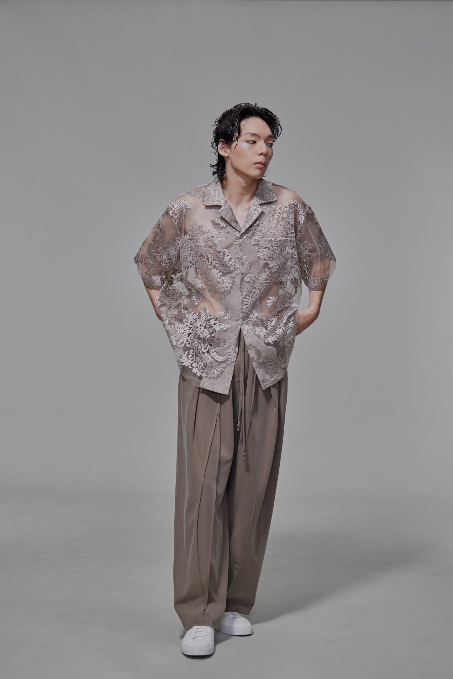03 Cuban Shirt Beige Lace