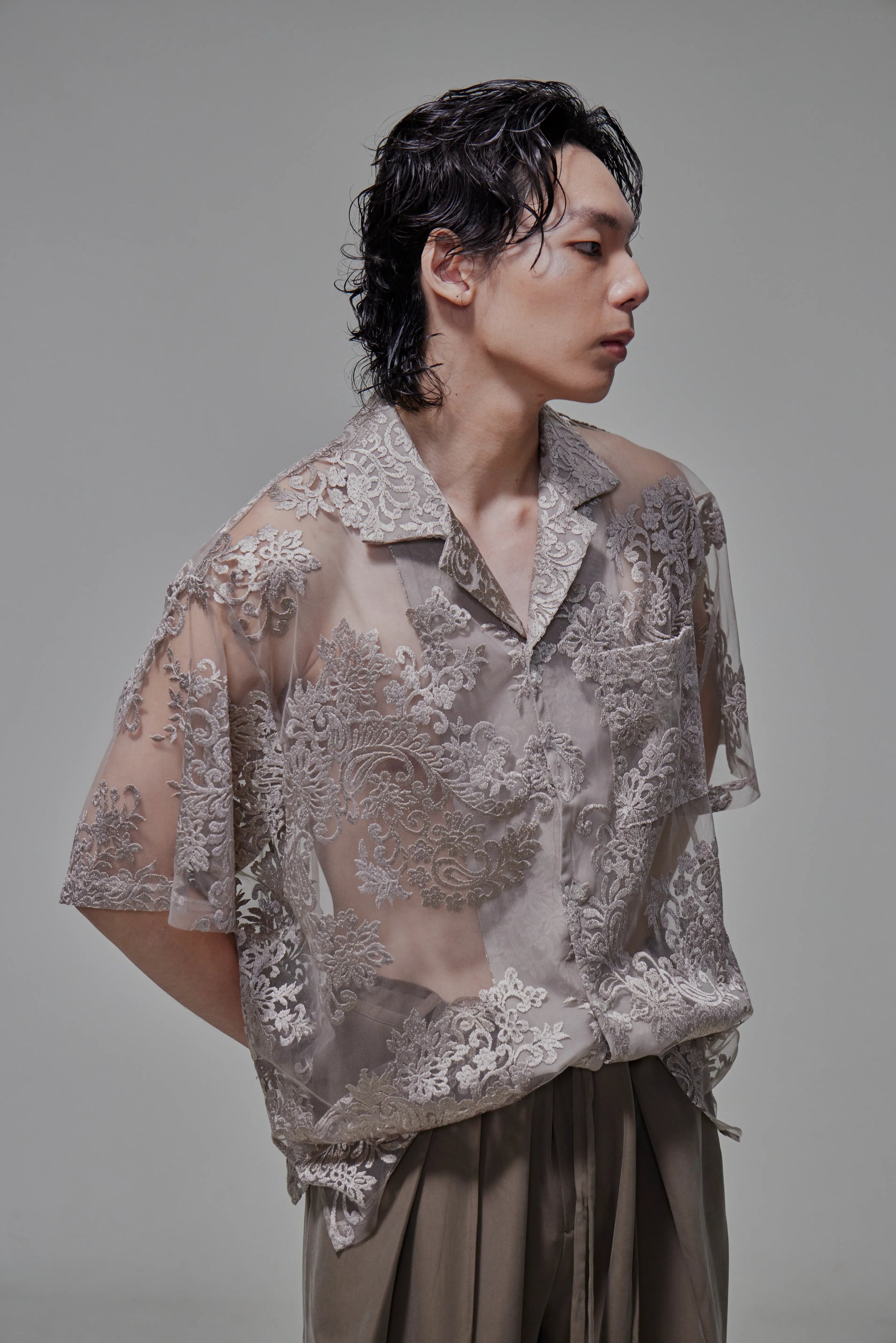 03 Cuban Shirt Beige Lace