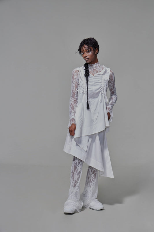 03 Flared Lace Pants White