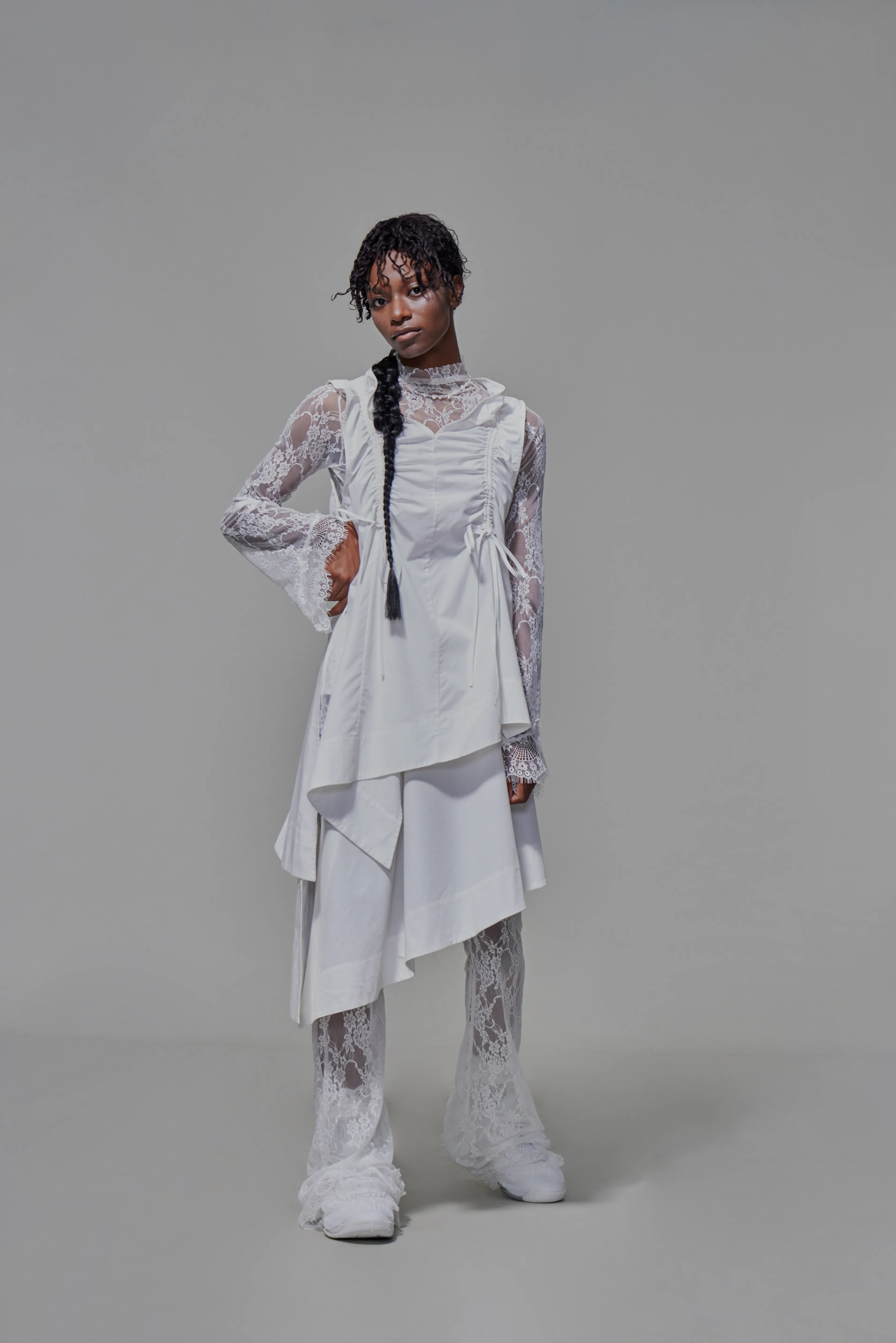 03 Two-piece Apron Vest White