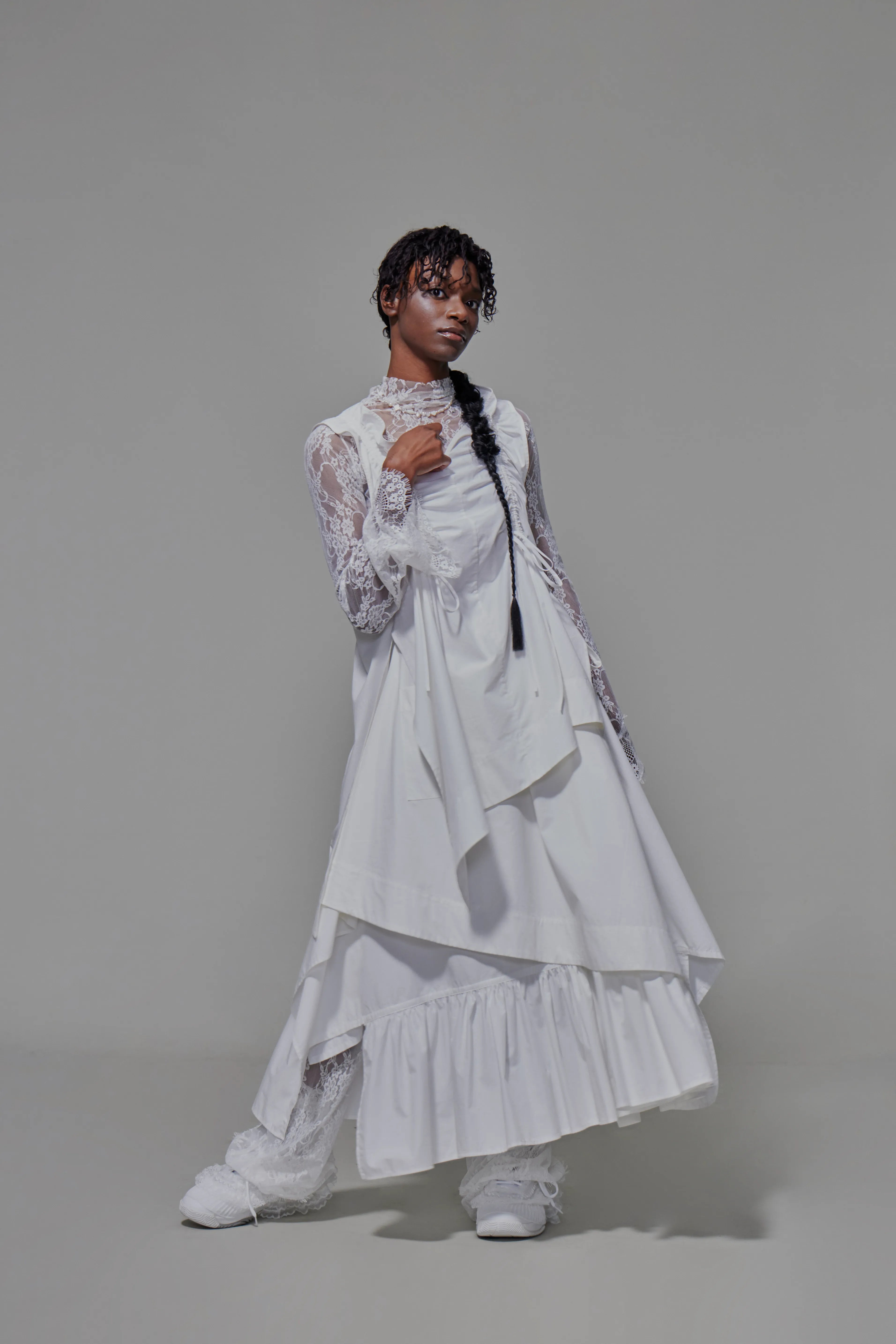 03 Two-piece Apron Vest White