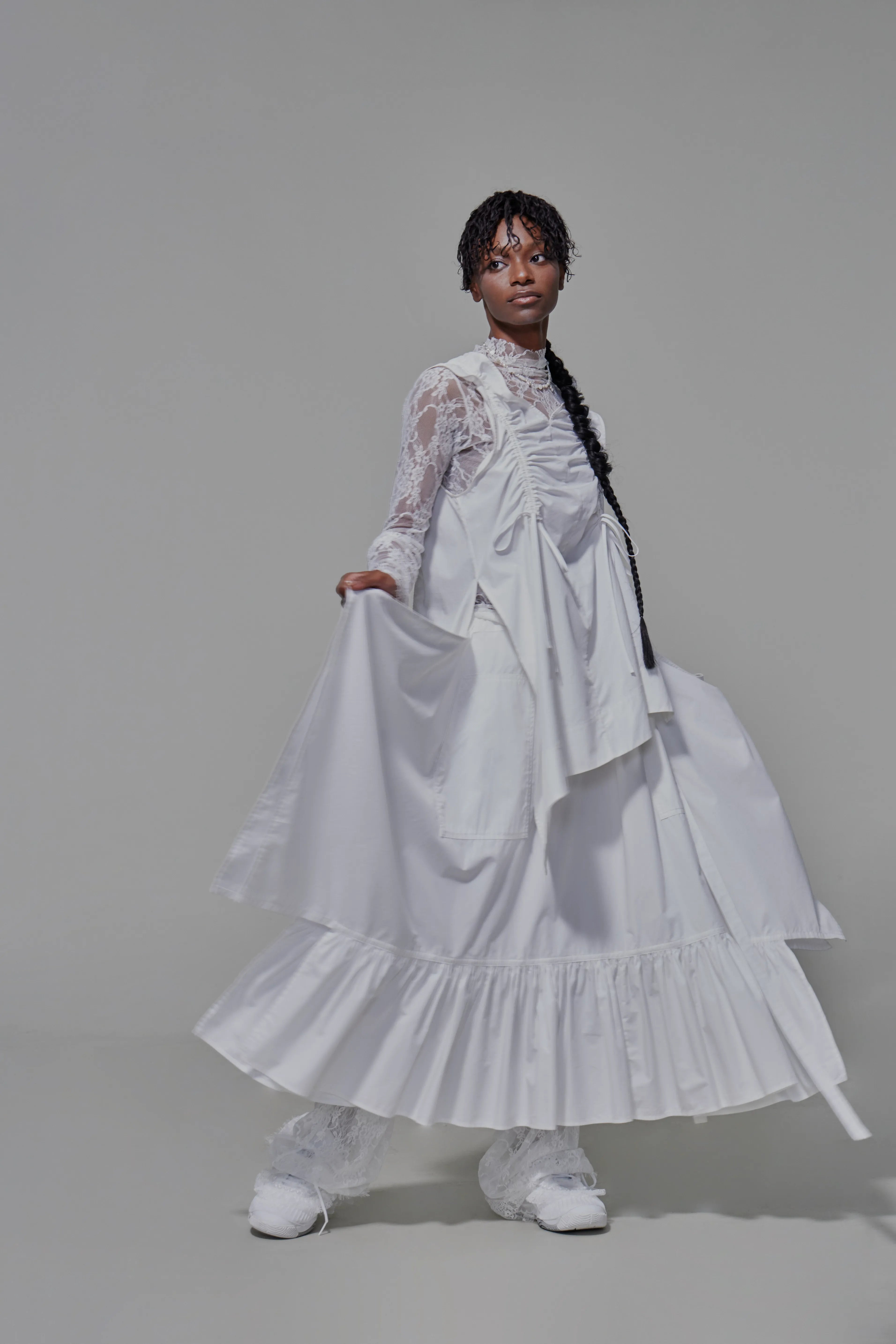 03 Two-piece Apron Vest White