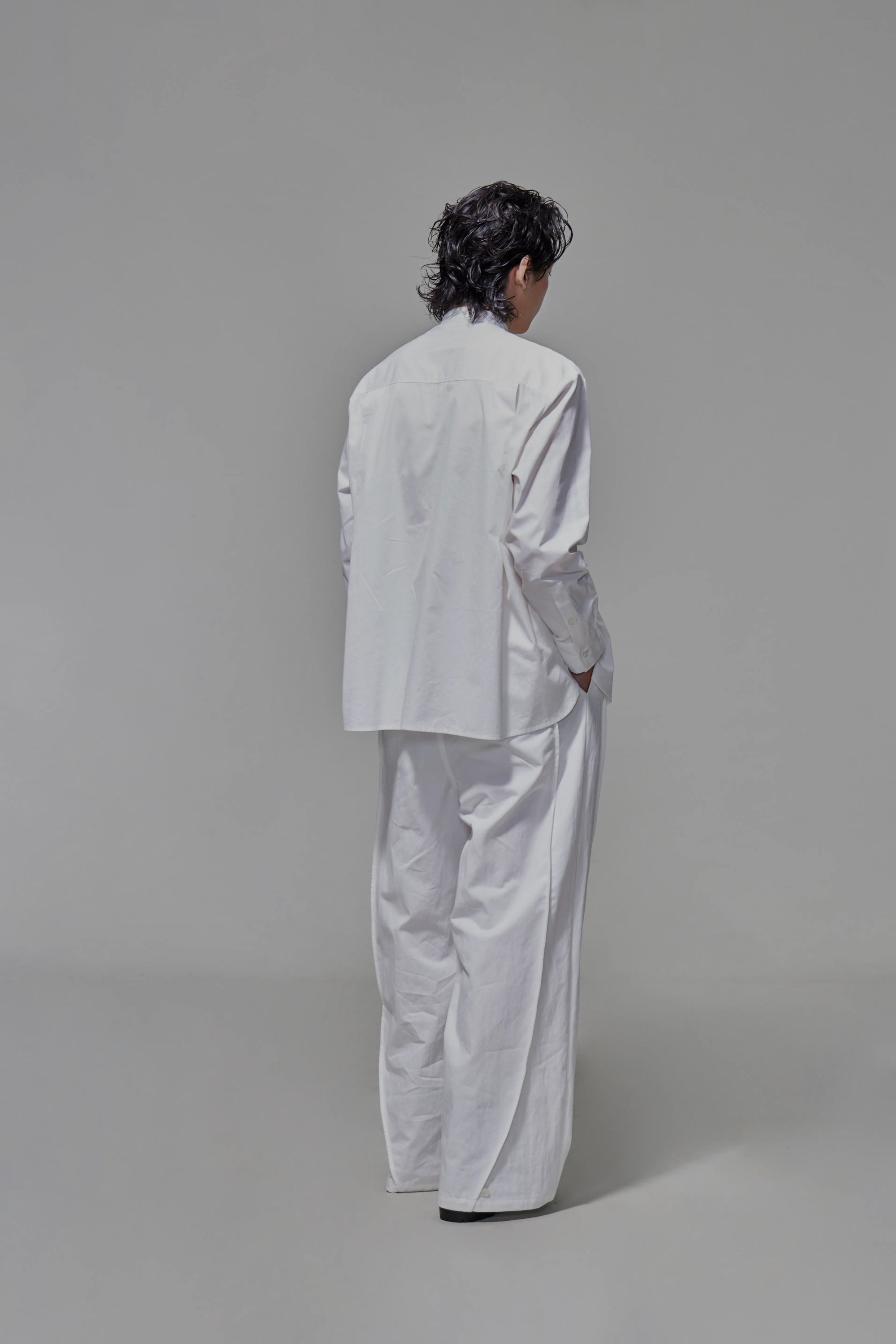 03 Band Collar Stole Shirt White