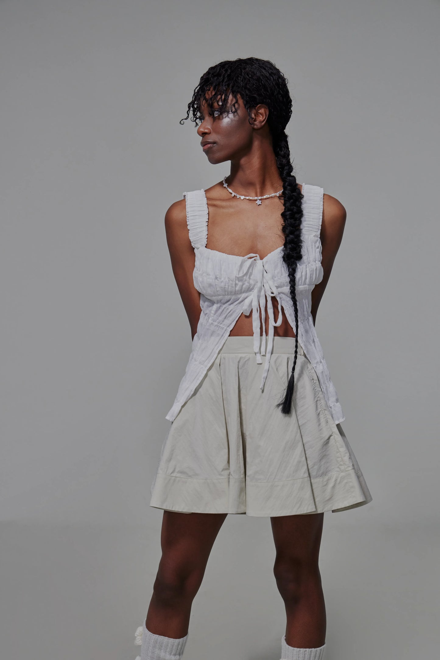 03 Gathered Chest Front Tie Top