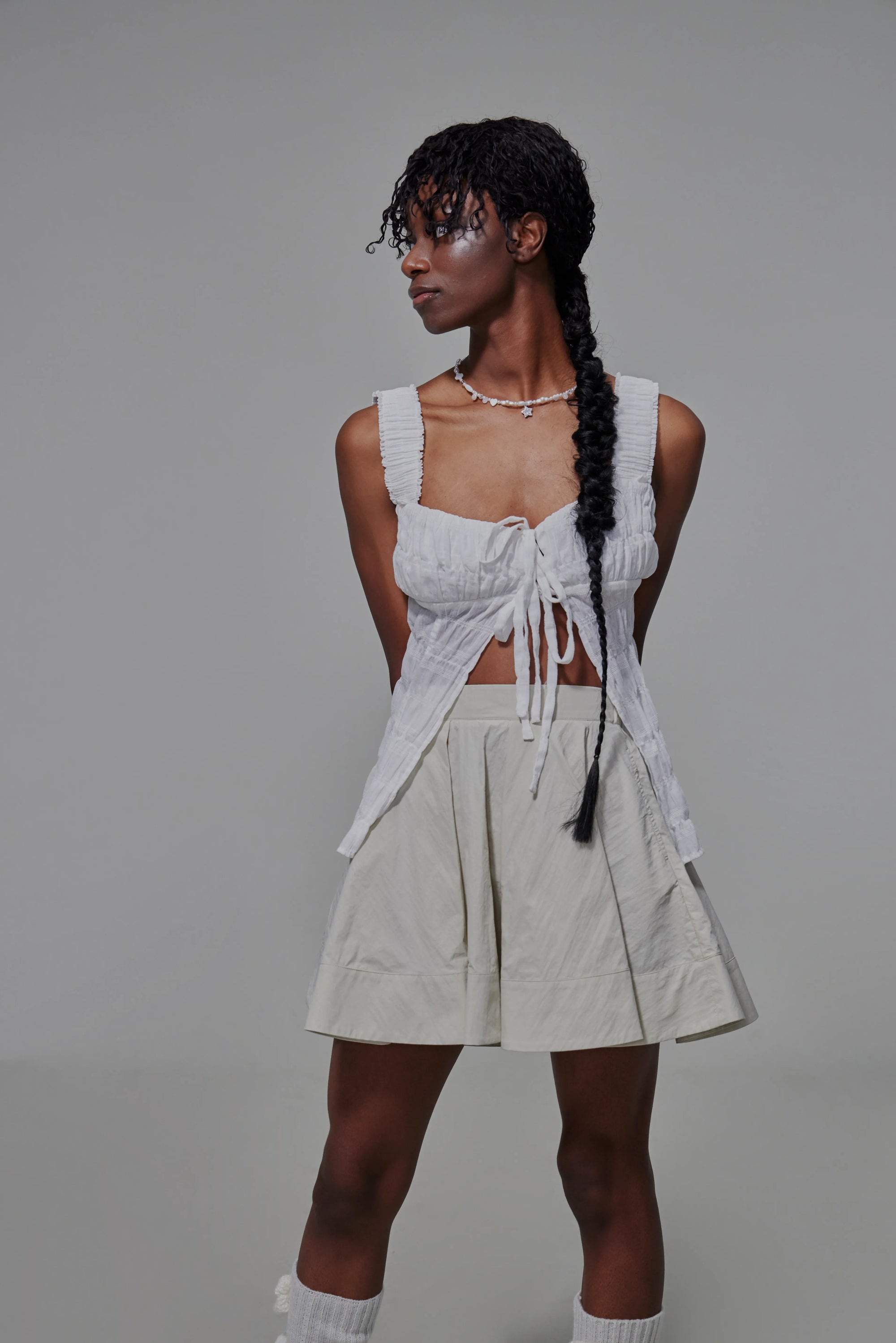 03 Gathered Chest Front Tie Top
