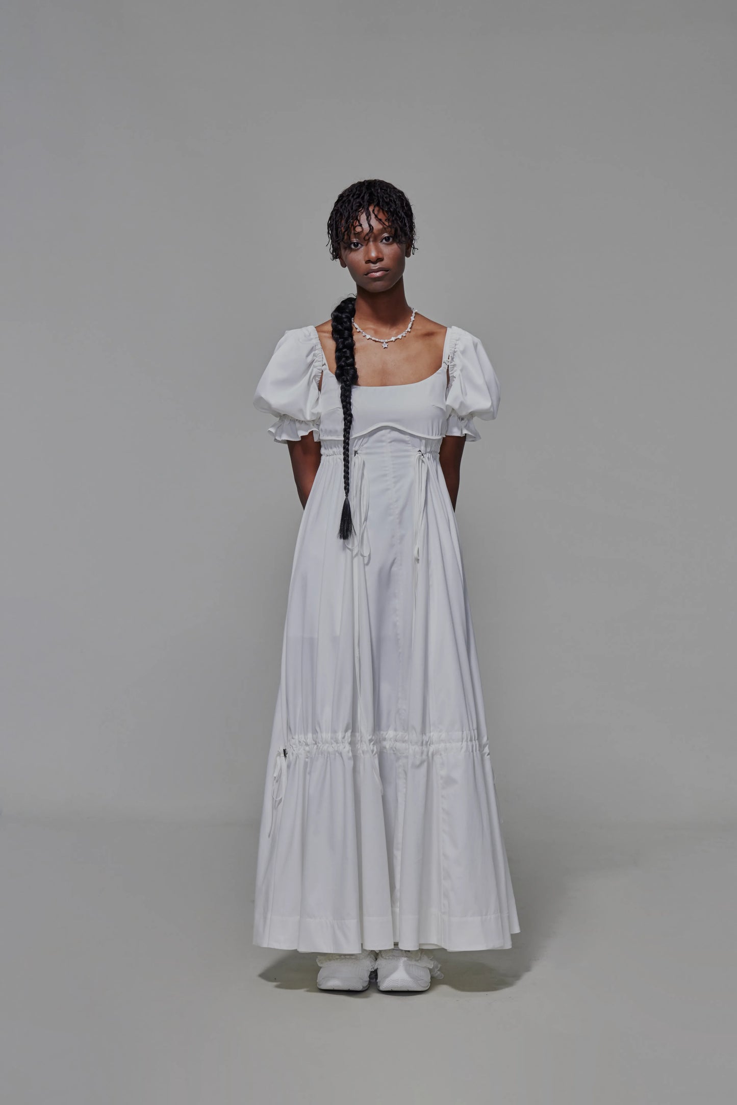 03 Drawstring Empire Maxi Dress