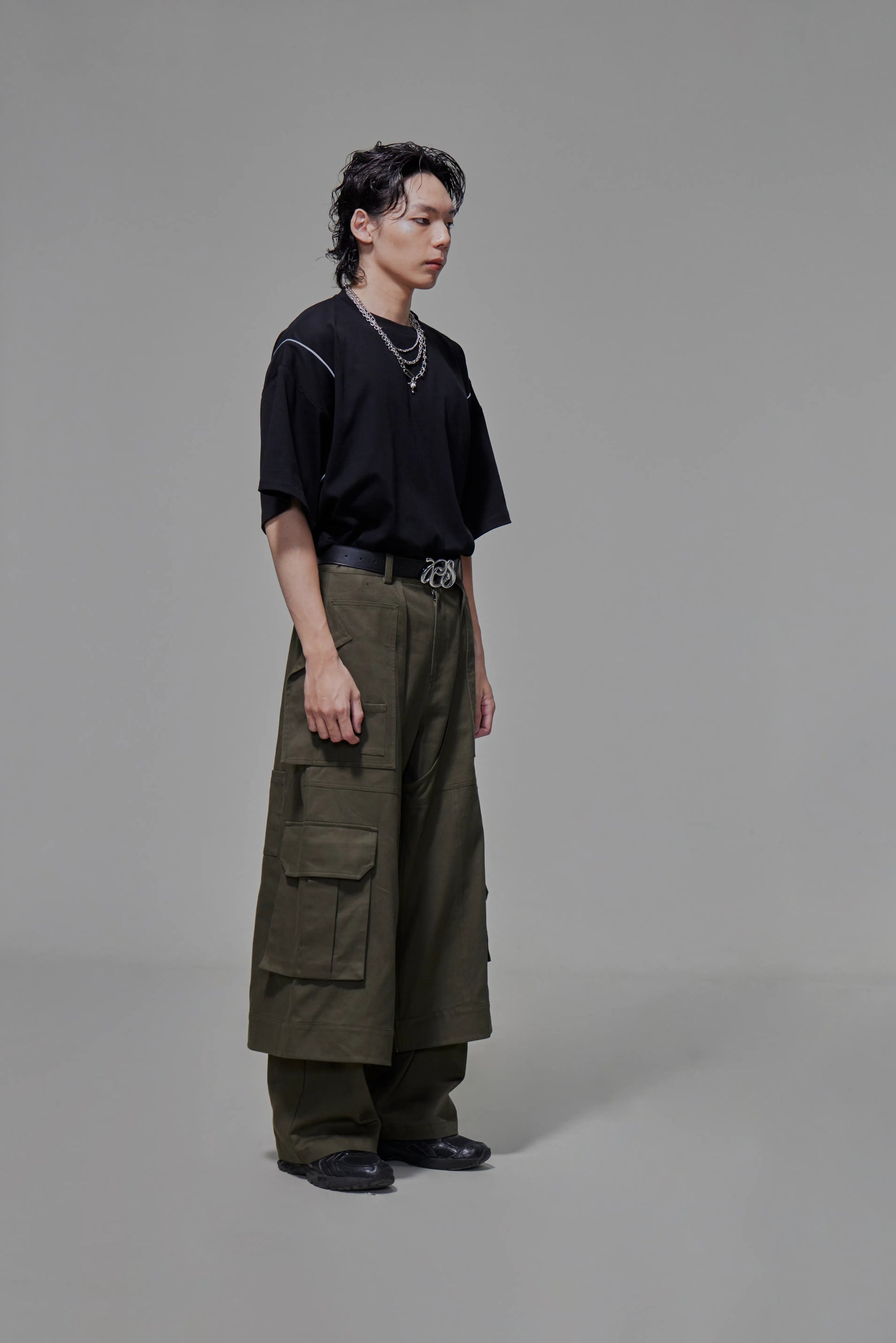 03 Wide-legged Skirt Trousers Green