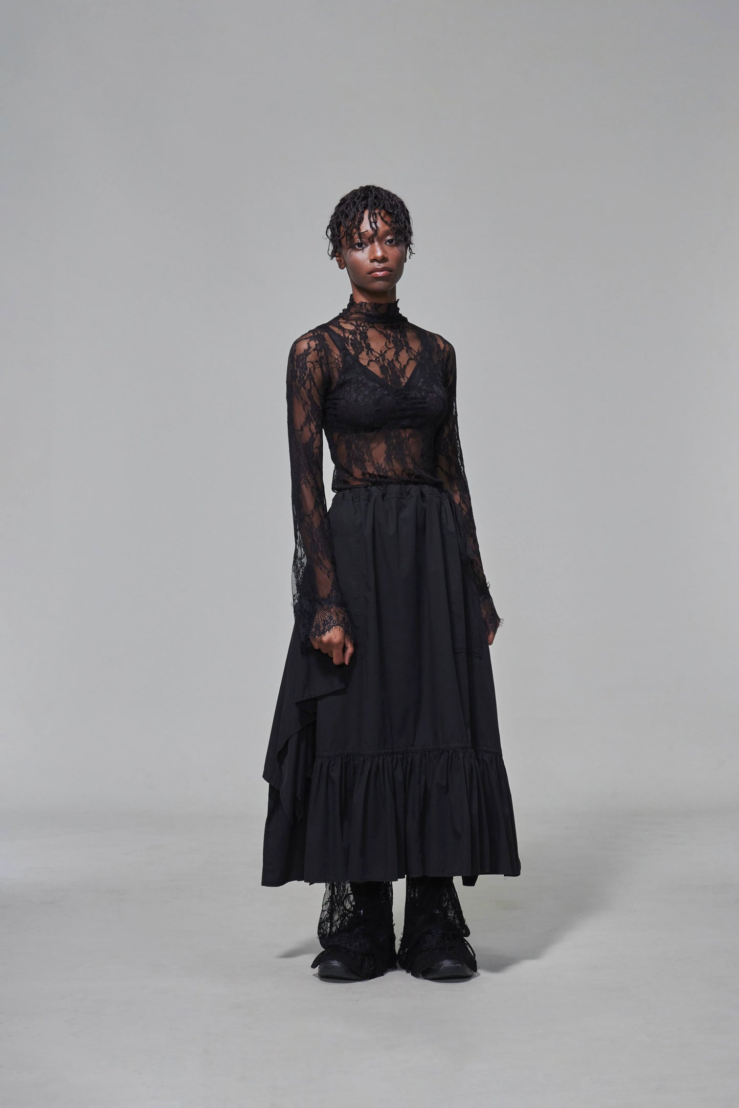 03 Flared Lace Pants Black