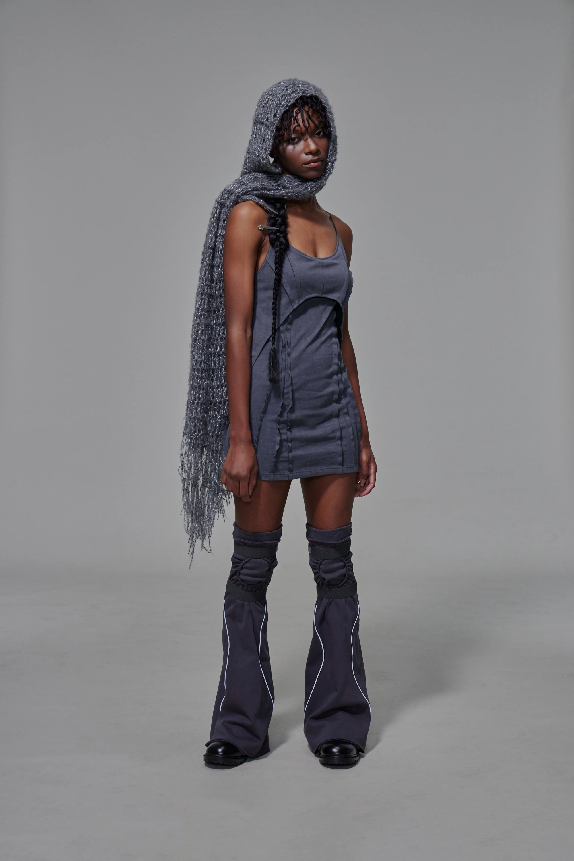 03 Body-con Cutout Mini Dress Dark Grey