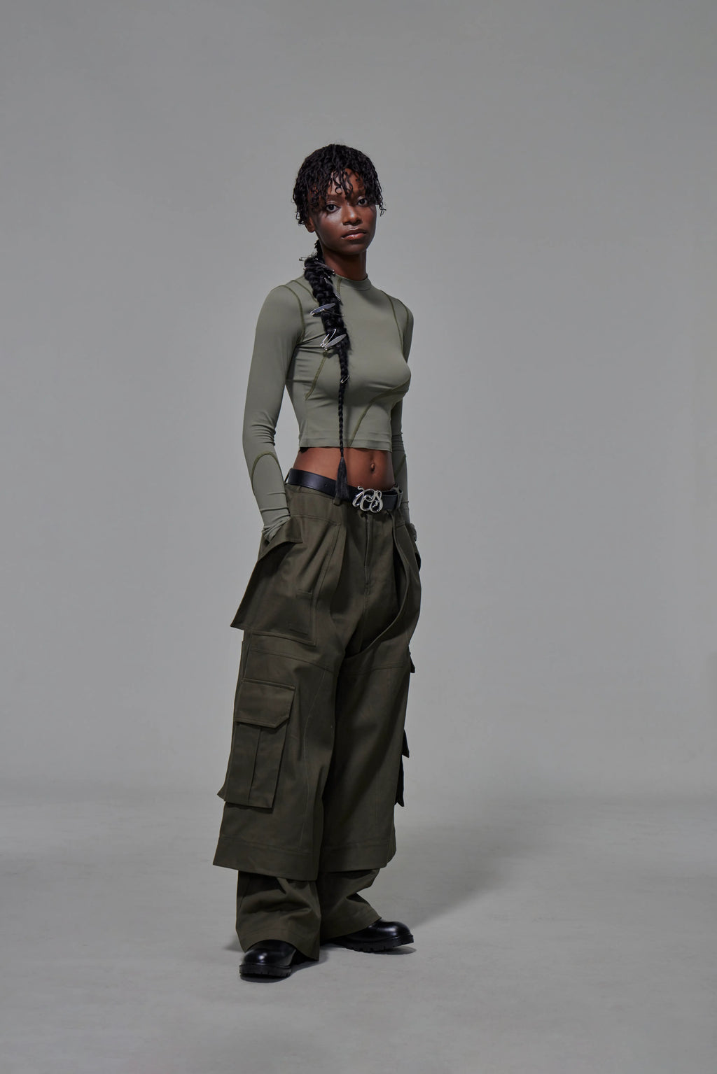 03 Wide-legged Skirt Trousers Green