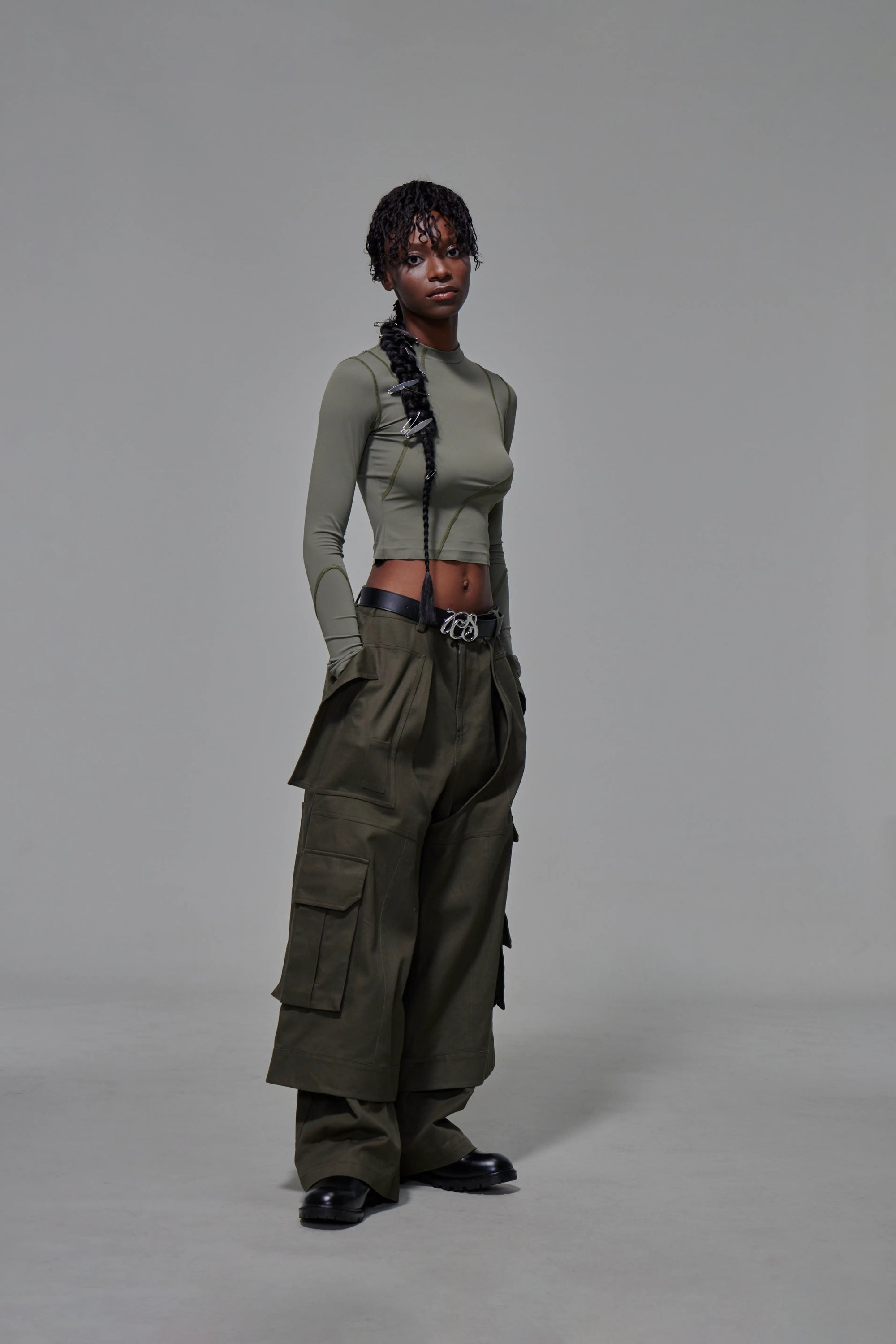 03 Wide-legged Skirt Trousers Green