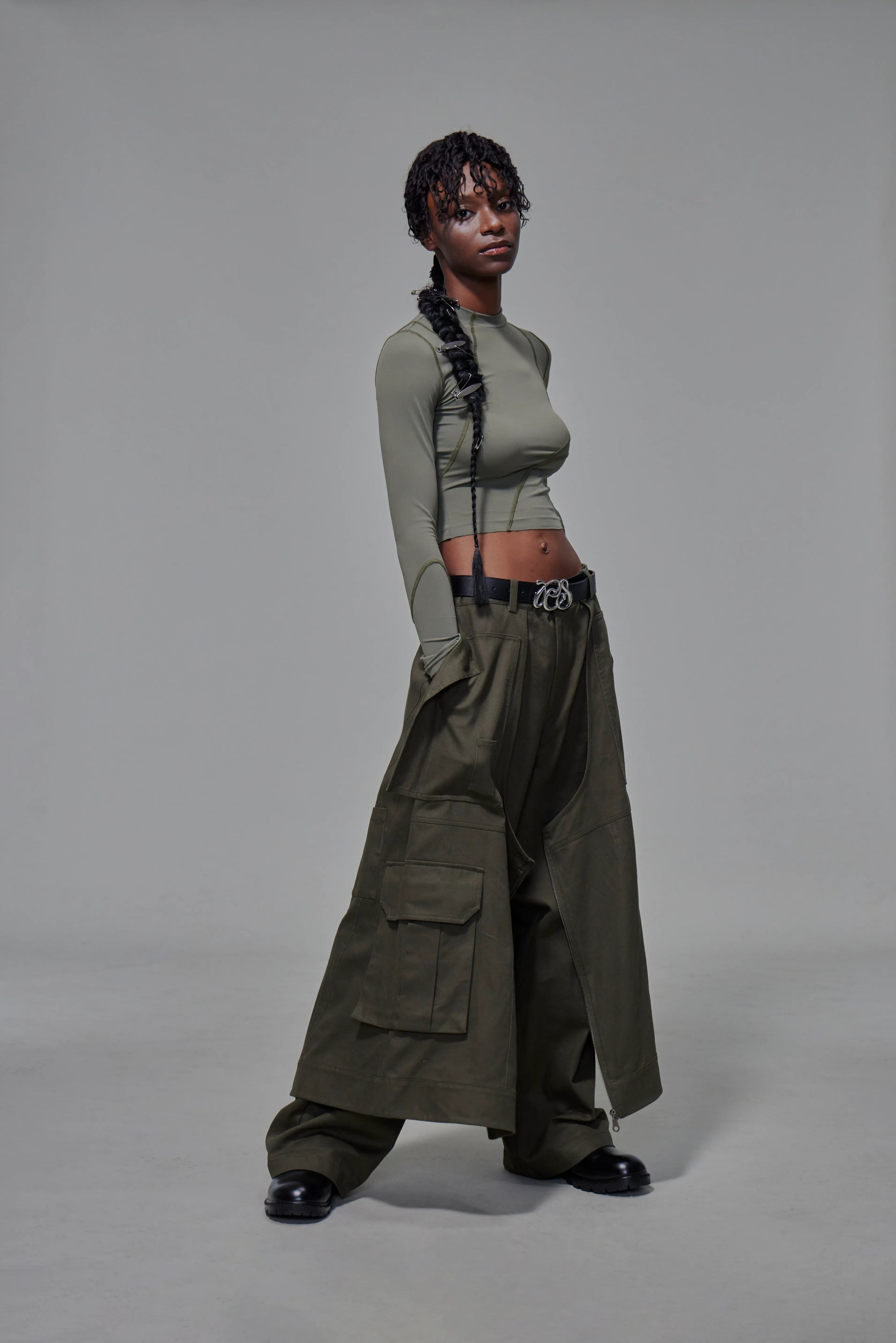 03 Wide-legged Skirt Trousers Green