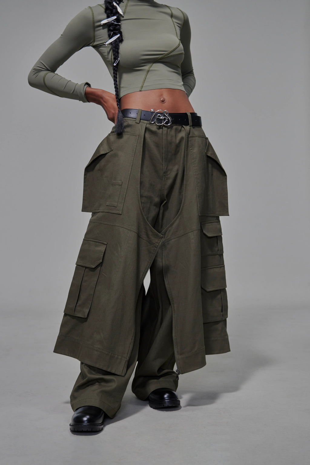 03 Wide-legged Skirt Trousers Green
