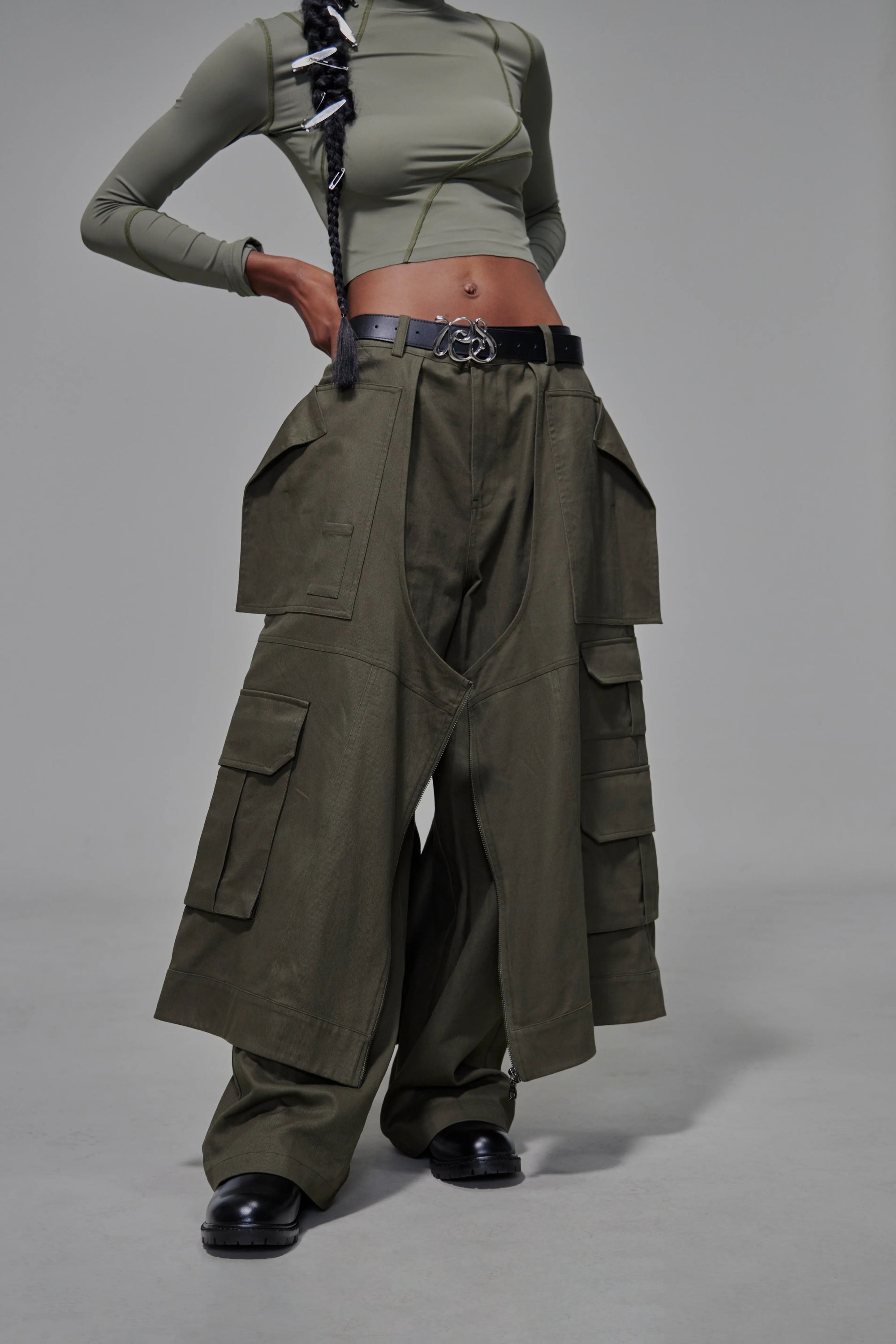 03 Wide-legged Skirt Trousers Green