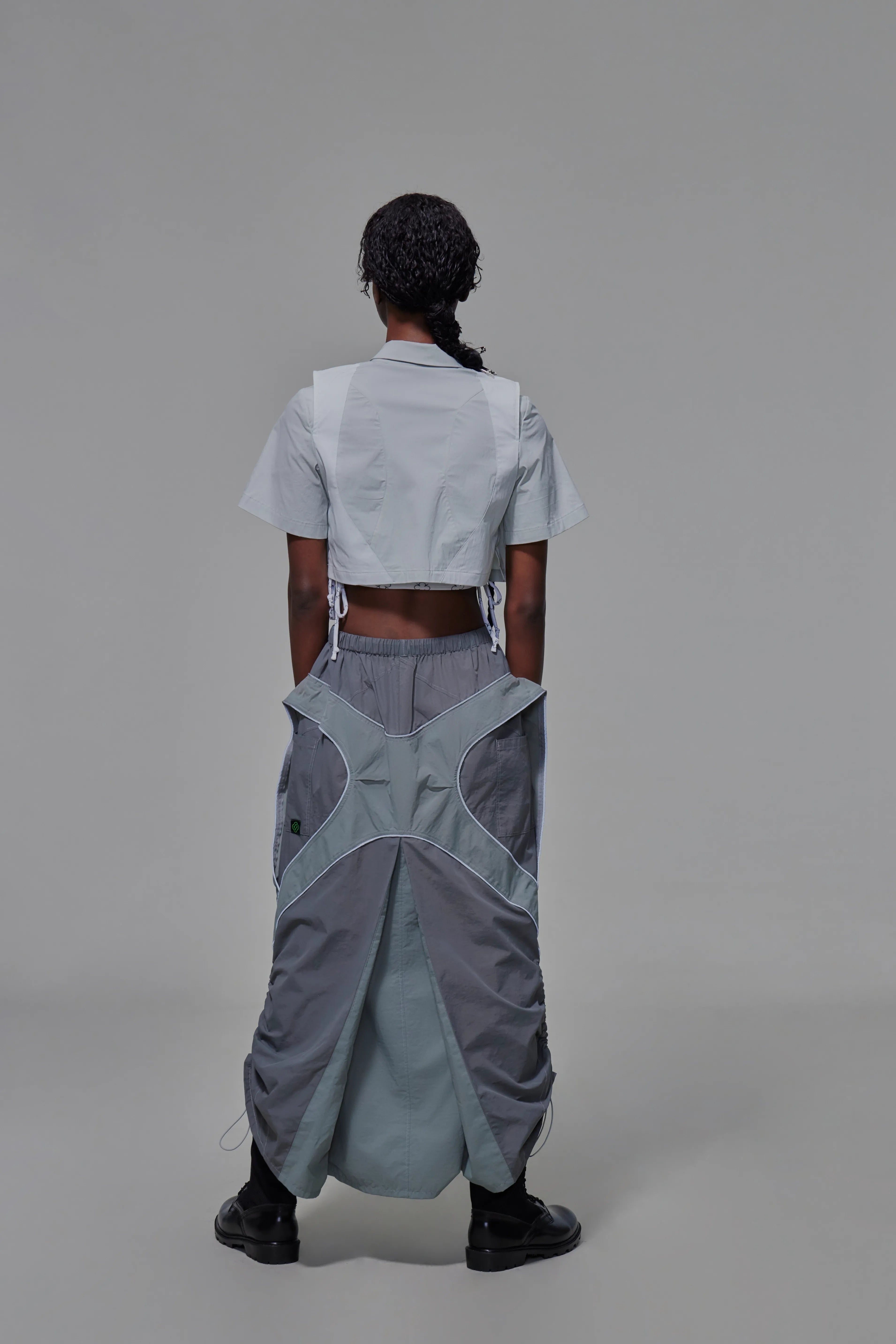 03 Front Zip Duel-tone Crop Top