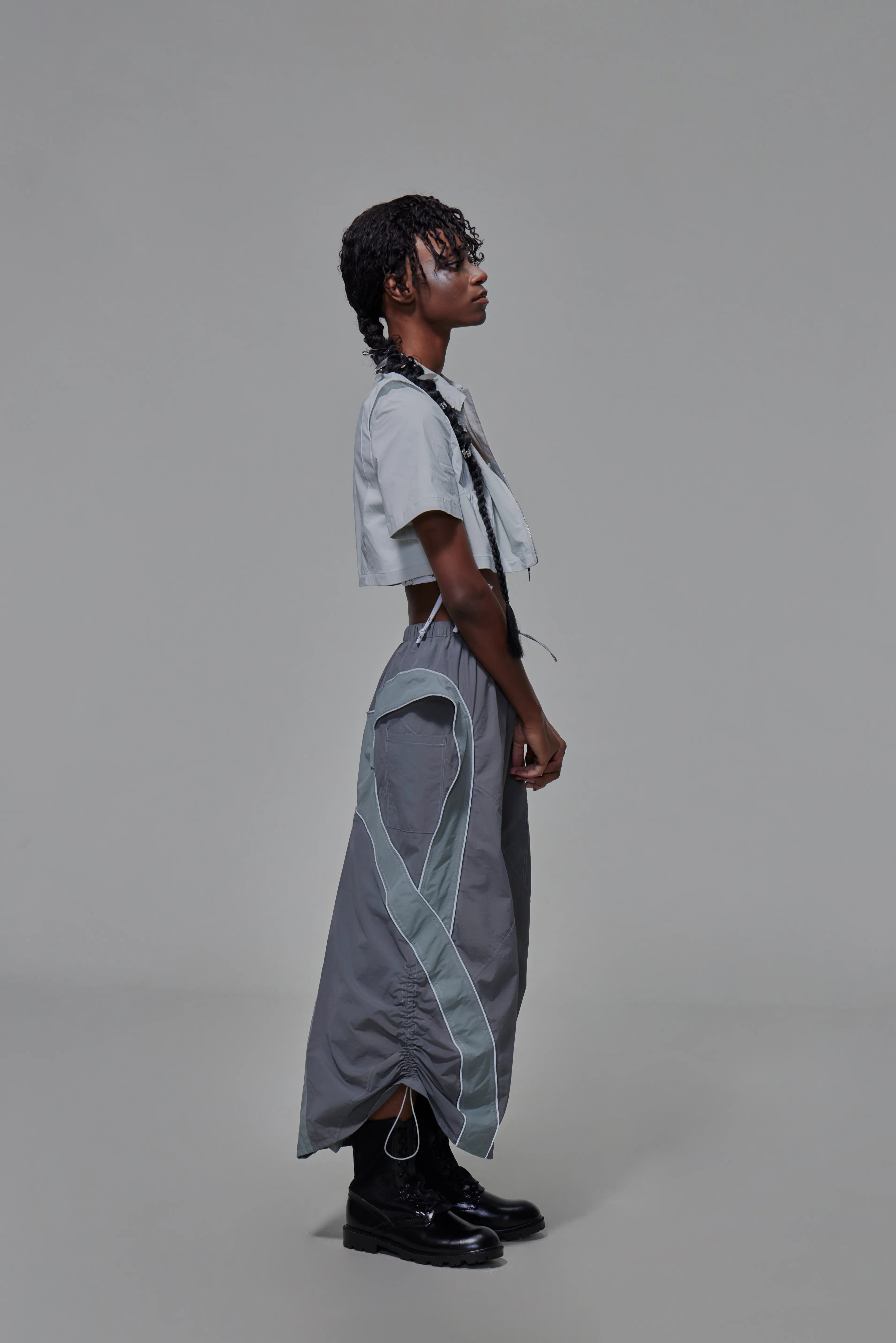 03 Front Zip Duel-tone Crop Top