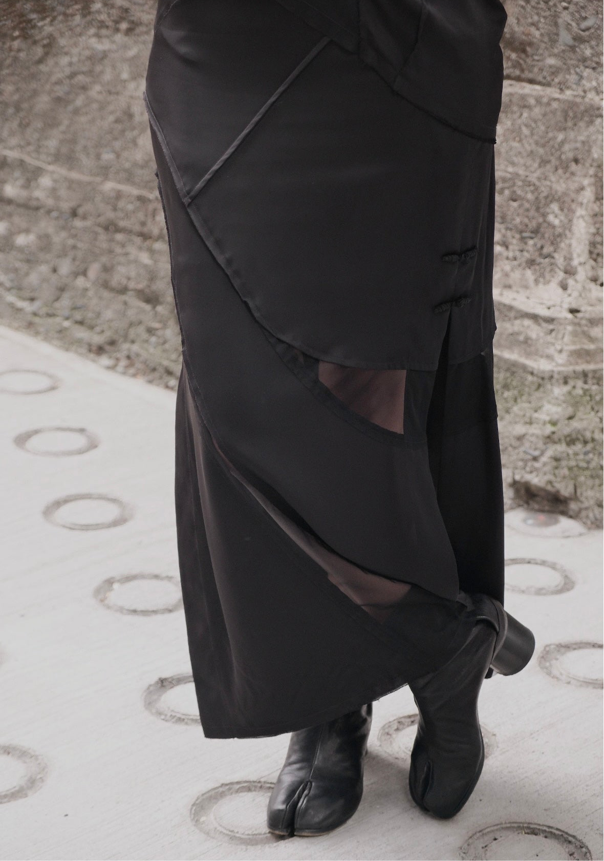 04 Mesh Satin Maxi Skirt