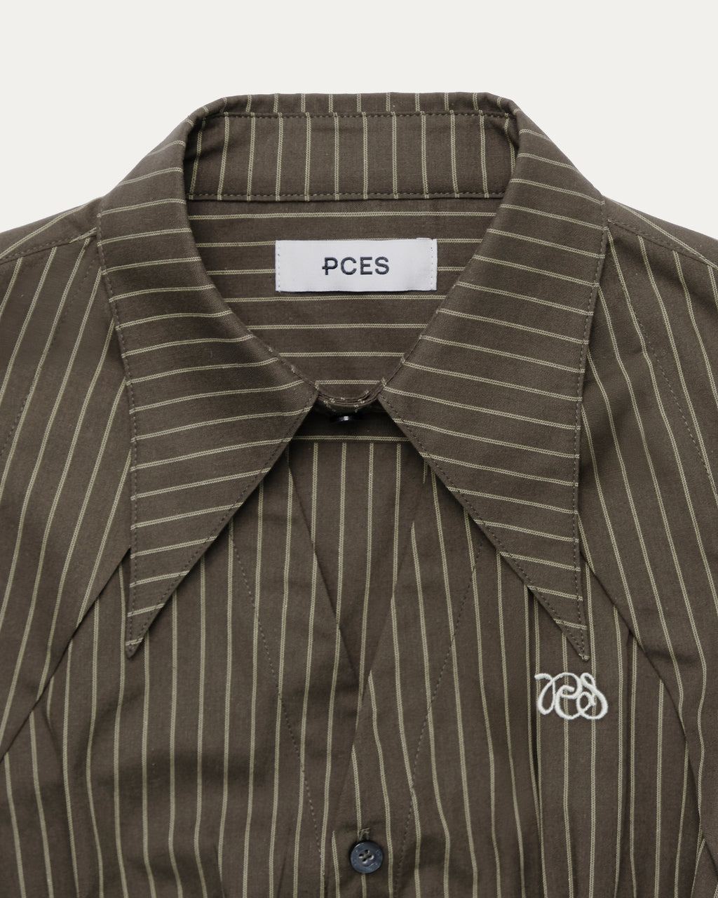 05 Pintuck Faux Collar Shirt Brown