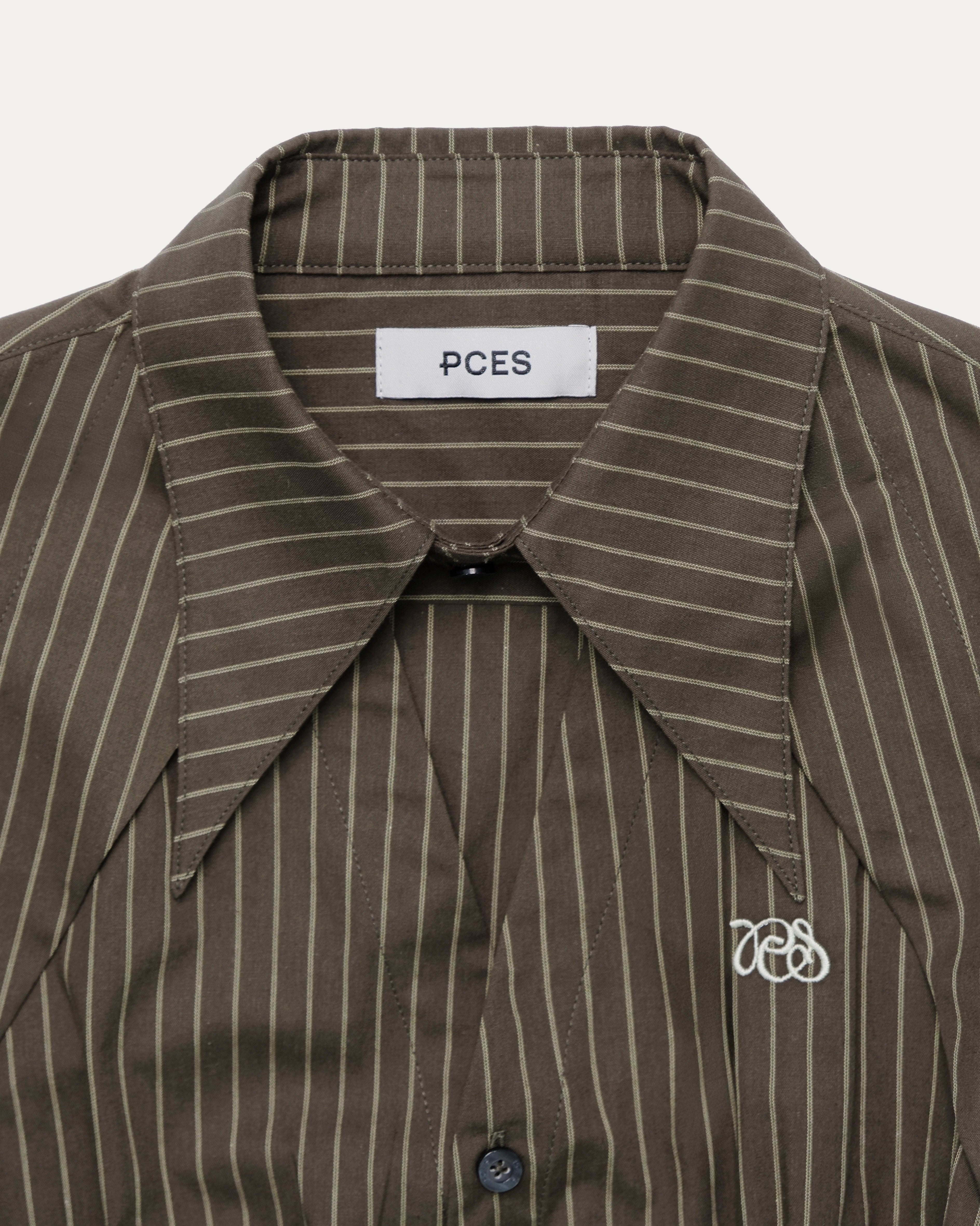 05 Pintuck Faux Collar Shirt Brown