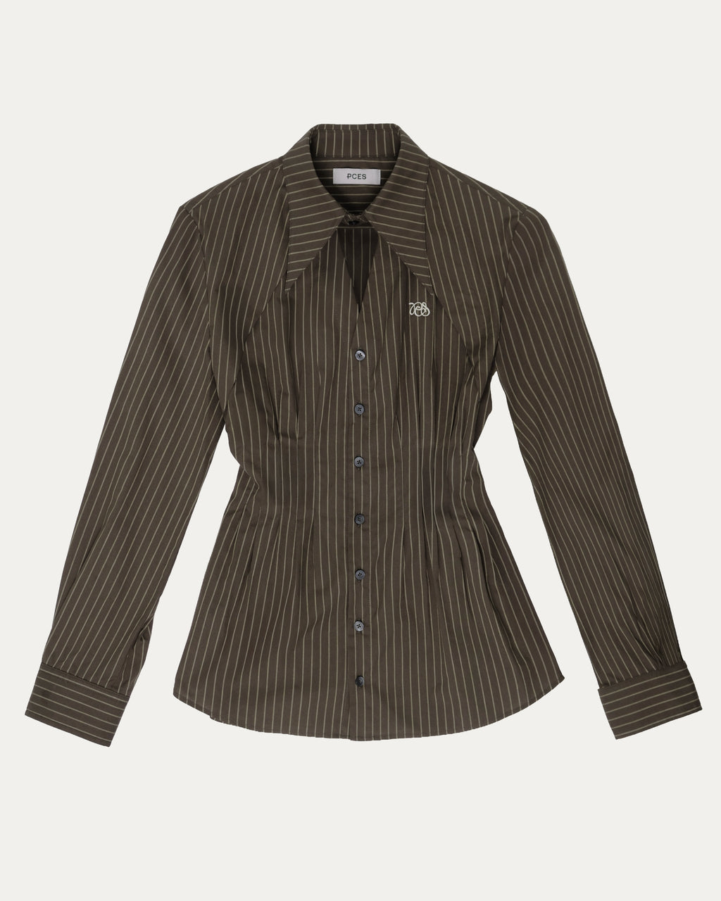 05 Pintuck Faux Collar Shirt Brown