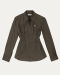 05 Pintuck Faux Collar Shirt Brown