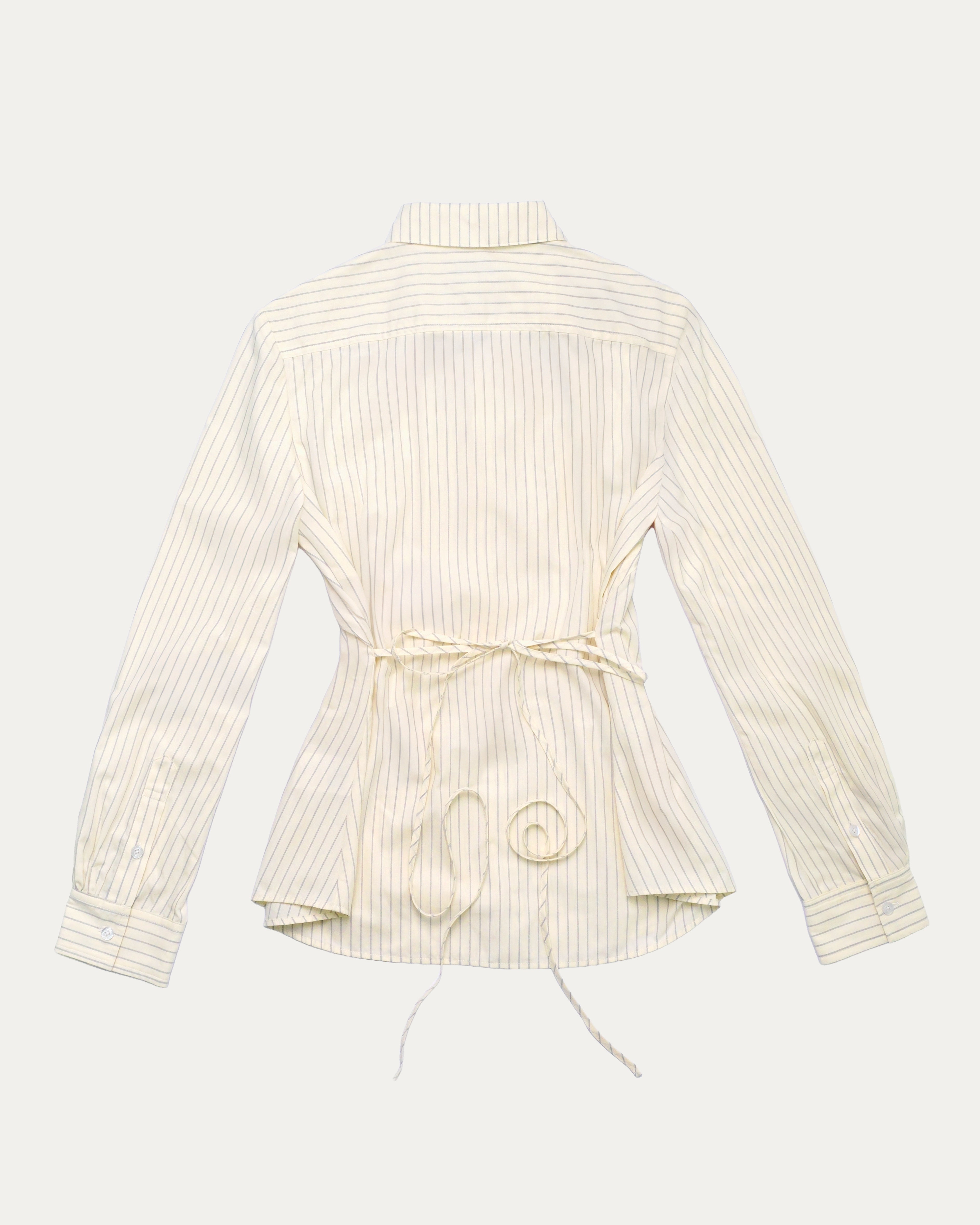 05 Pintuck Faux Collar Shirt Beige