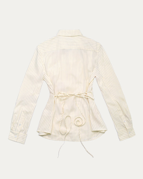 05 Pintuck Faux Collar Shirt Beige