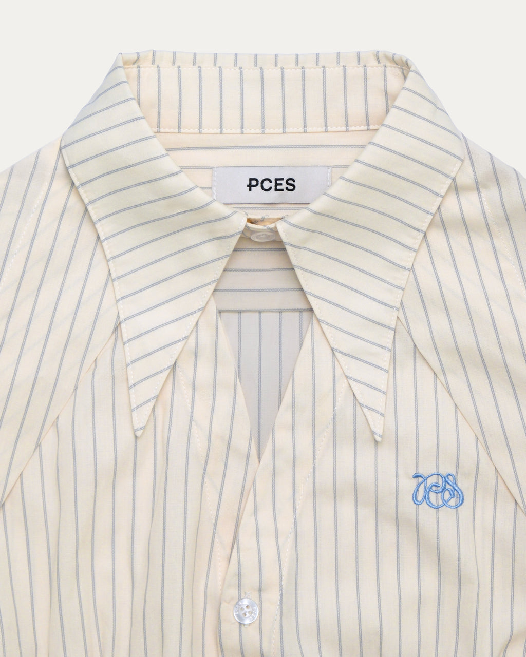 05 Pintuck Faux Collar Shirt Beige