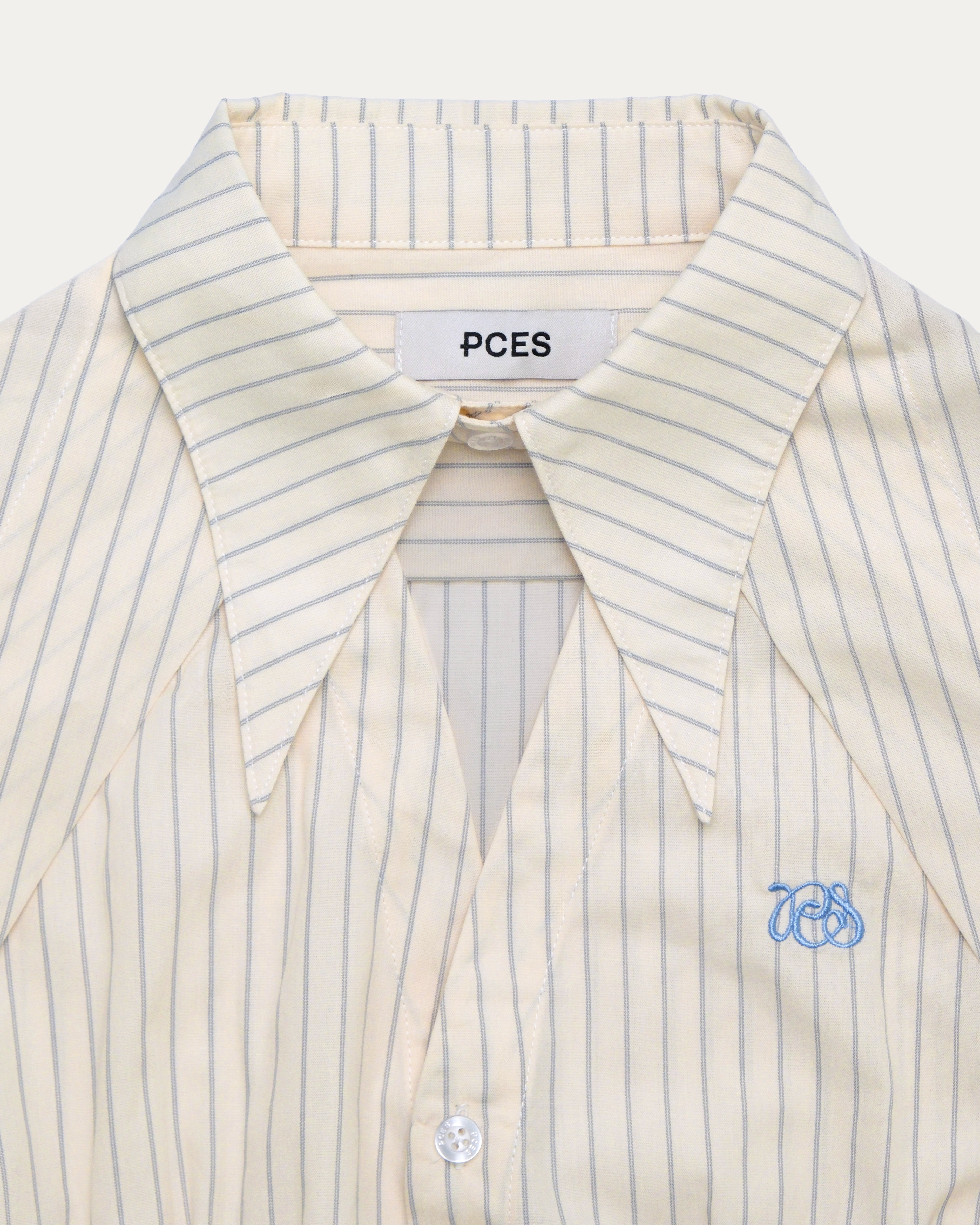 05 Pintuck Faux Collar Shirt Beige