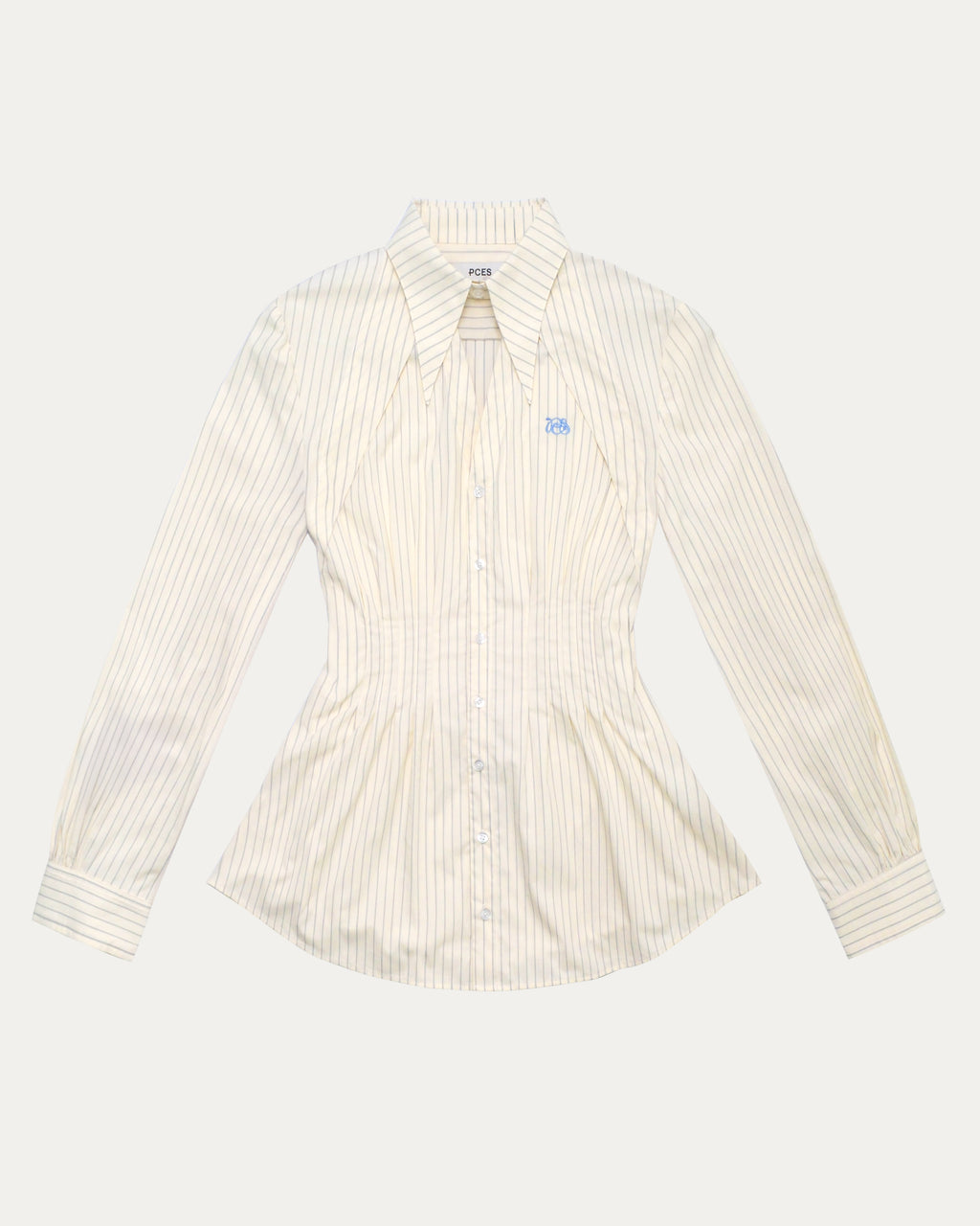 05 Pintuck Faux Collar Shirt Beige