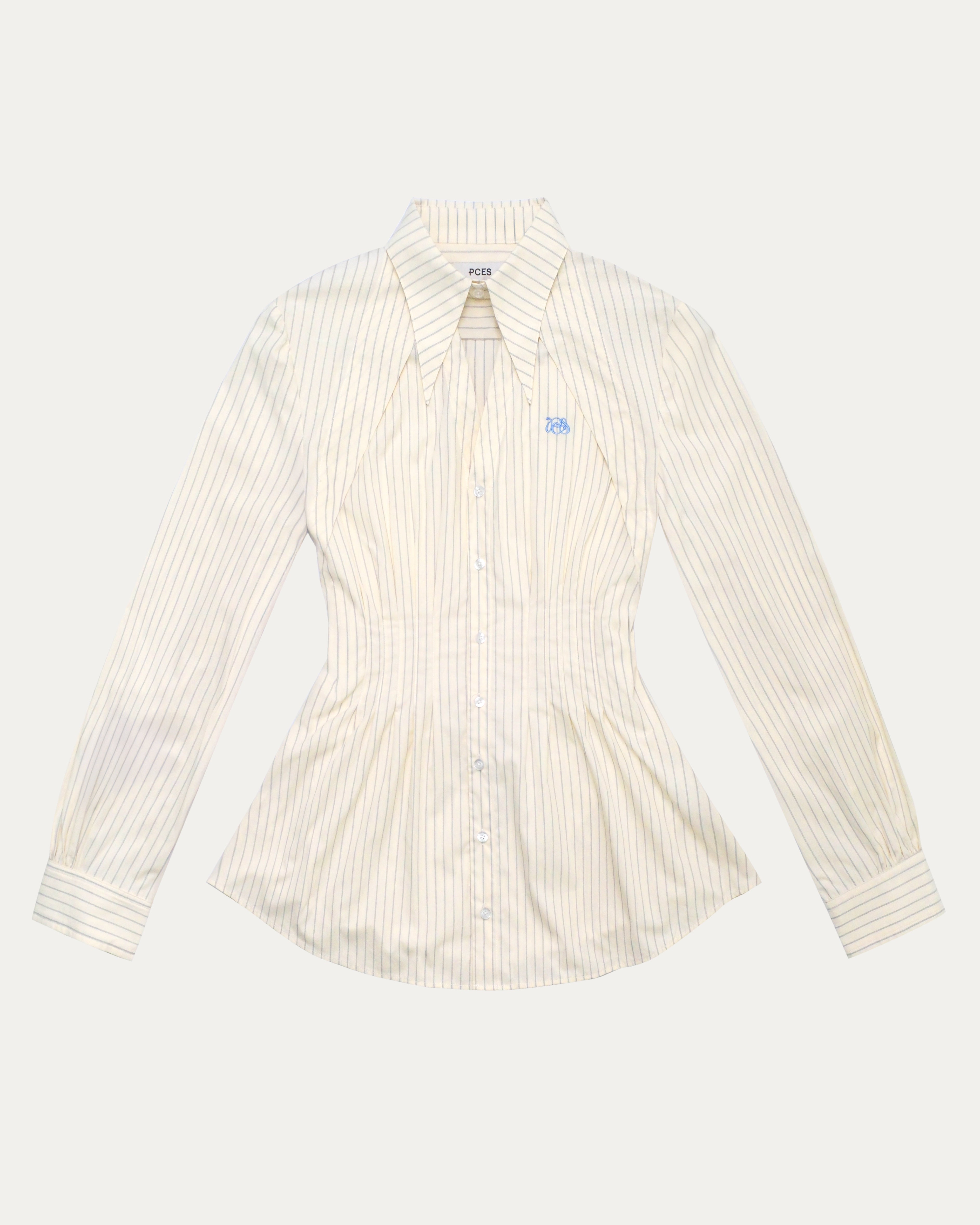 05 Pintuck Faux Collar Shirt Beige