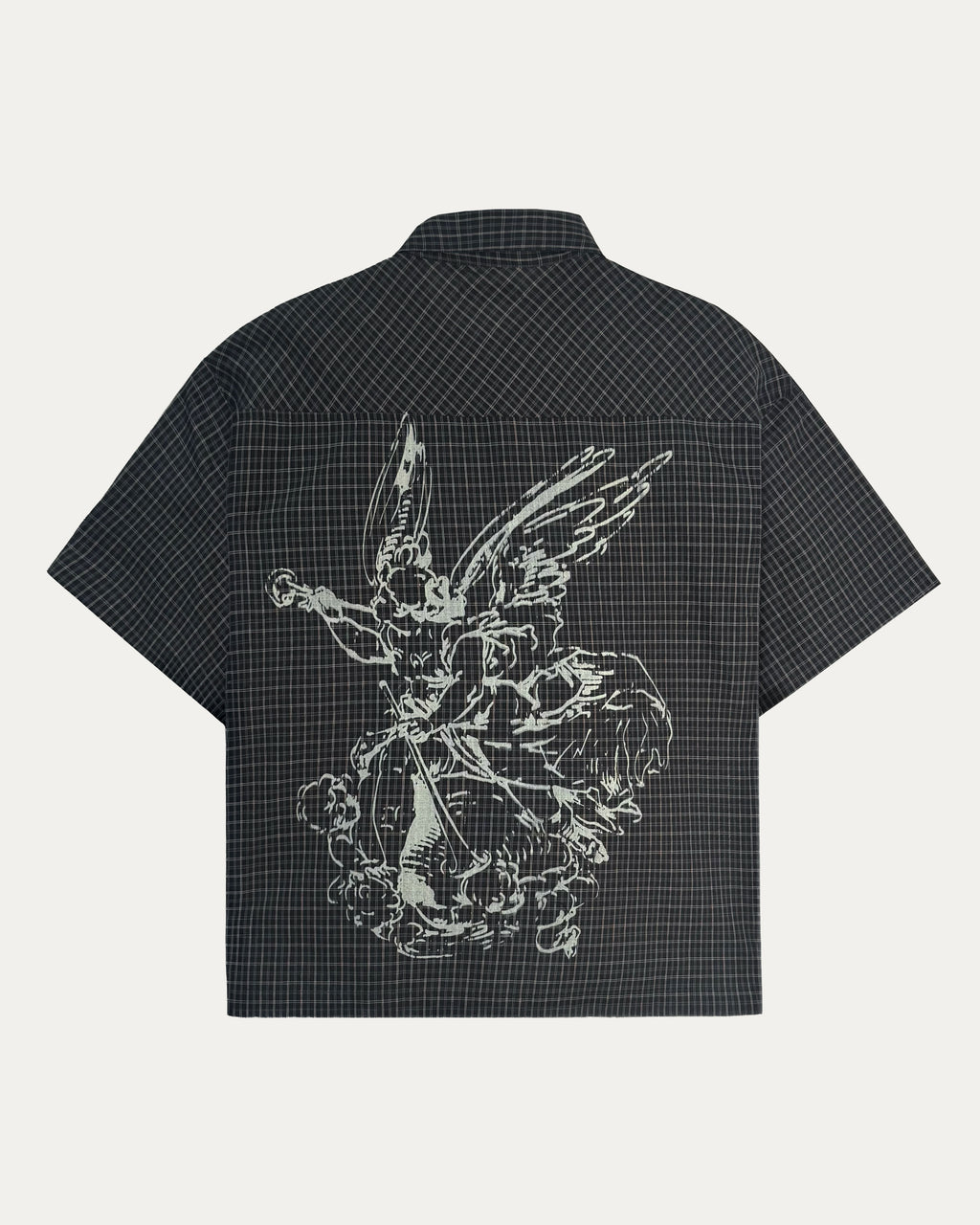05 Boxy Fit Hand Printed Shirt Dark Grey