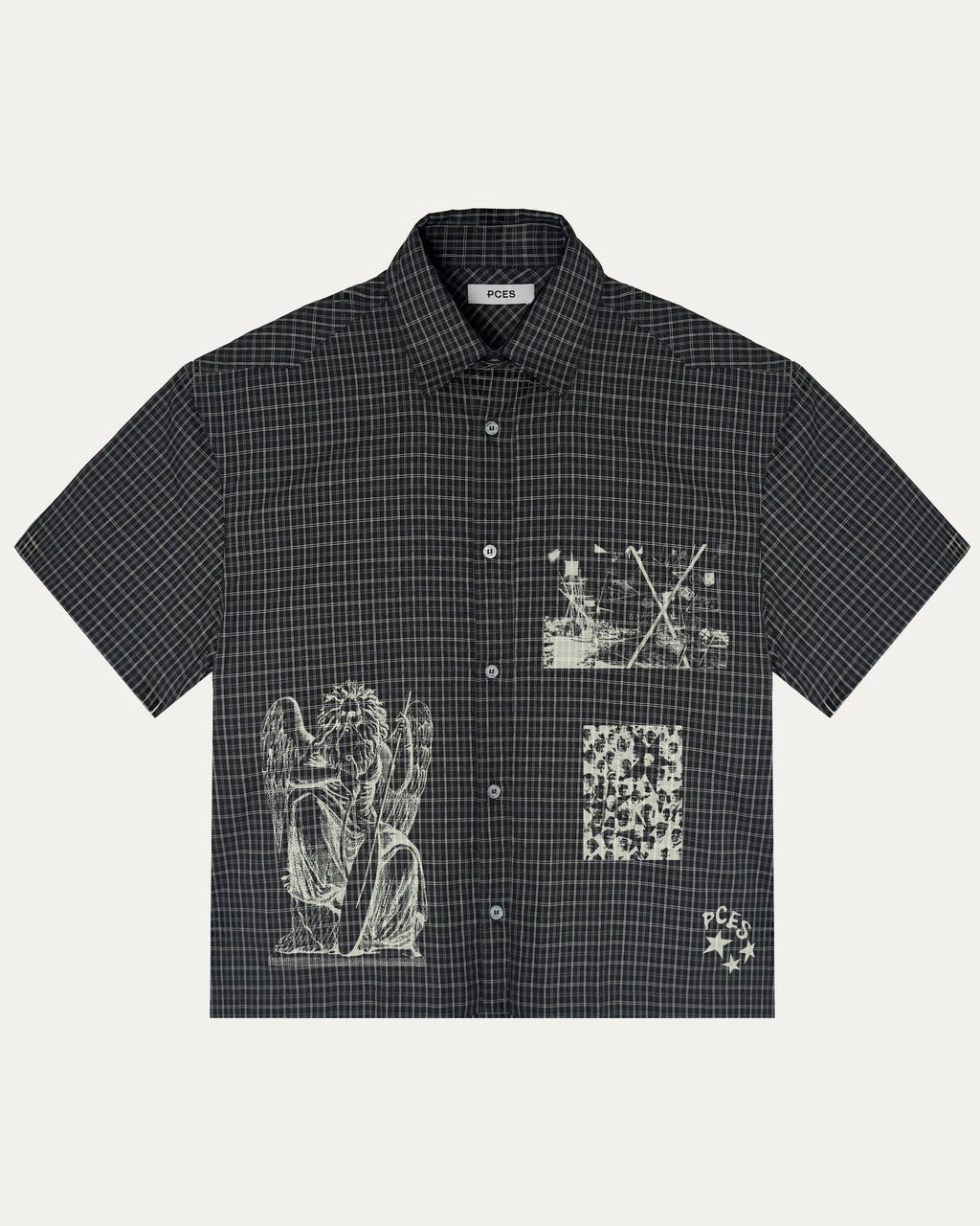05 Boxy Fit Hand Printed Shirt Dark Grey