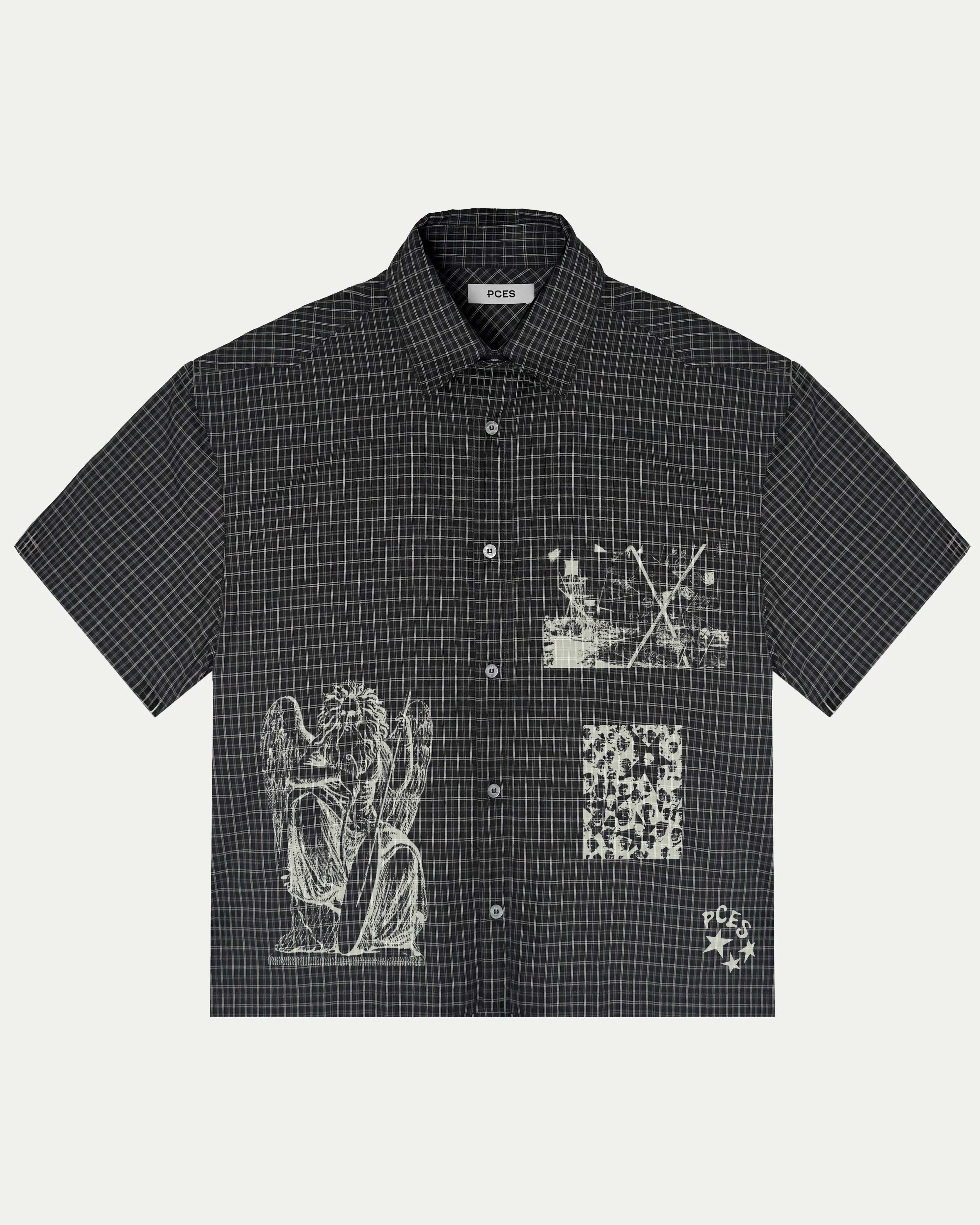 05 Boxy Fit Hand Printed Shirt Dark Grey