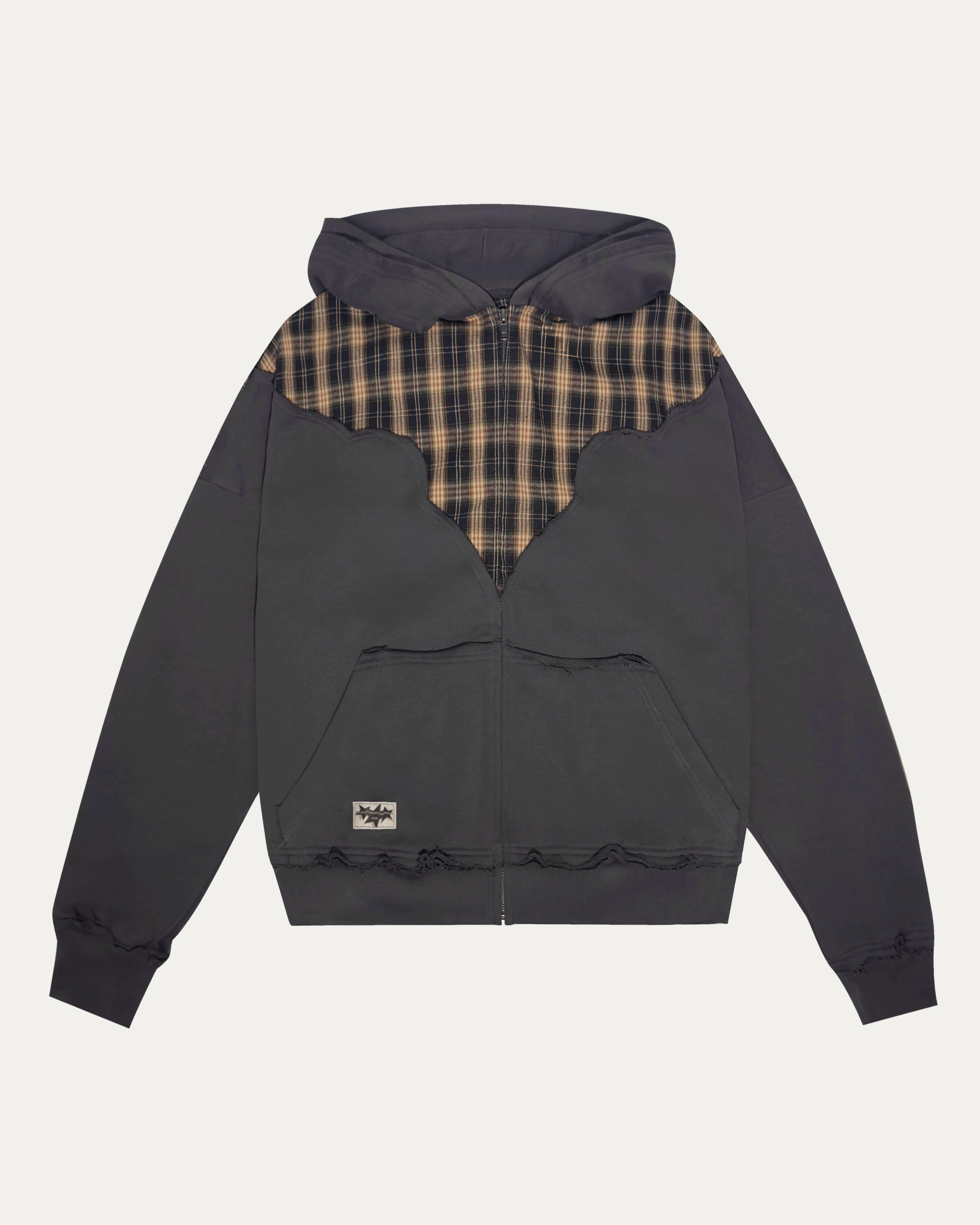 05 Plaid Combo Hoodie Jacket