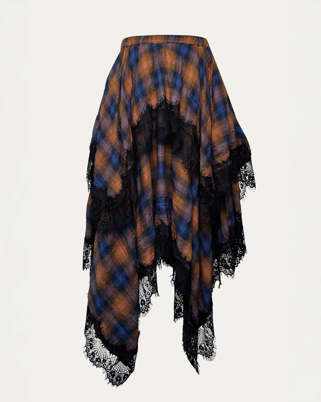 04 Zero Waste Checker Lace Skirt Orange