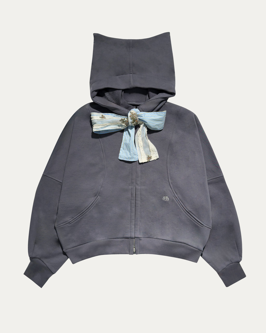 05 Cropped Cat Hoodie Jacket Grey