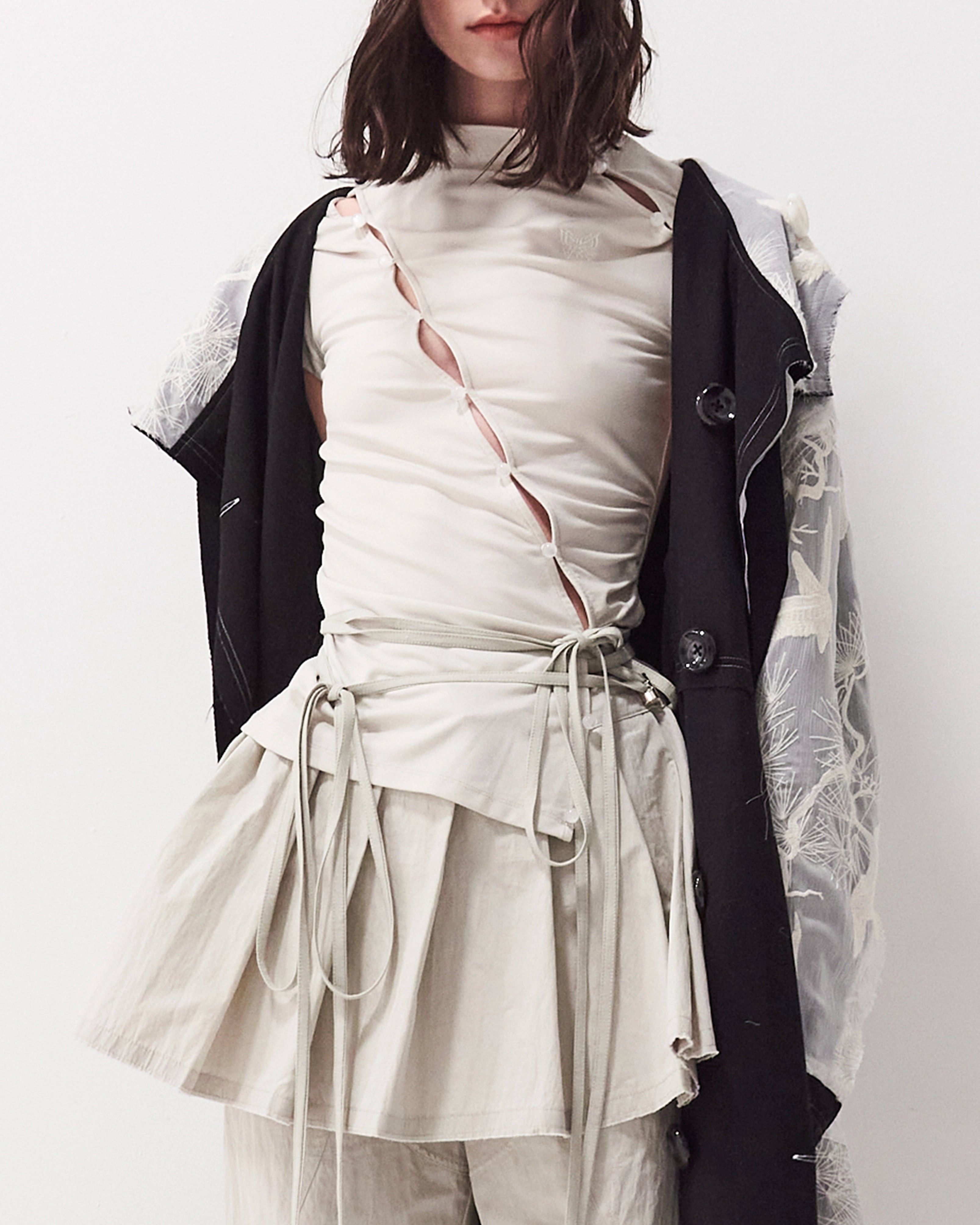 04 Zero Waste Pleated Mini Skirt Off White